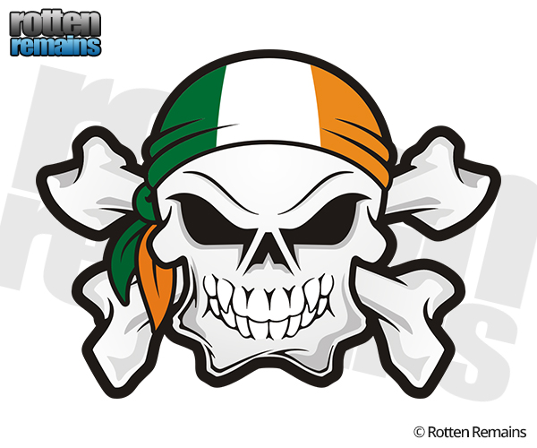 600x500 Ireland Flag Bandana Irish Skull Crossbones Sticker Decal Rotten