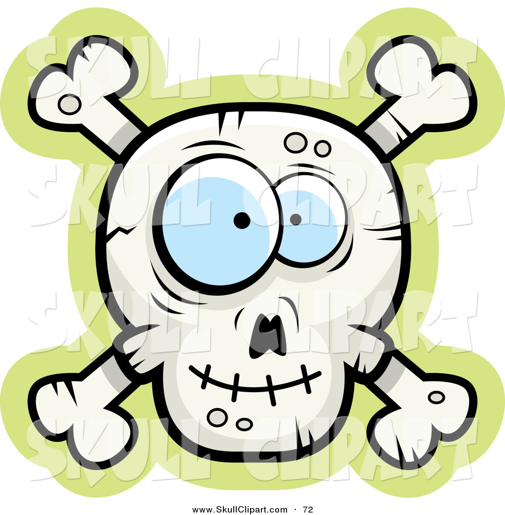1024x1044 Vector Clip Art Of A Silly Faced Skull Crossbones On Green
