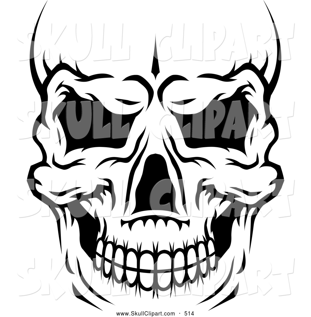1024x1044 Vector Clip Art Of A Creepy Black And White Human Skull Close Up