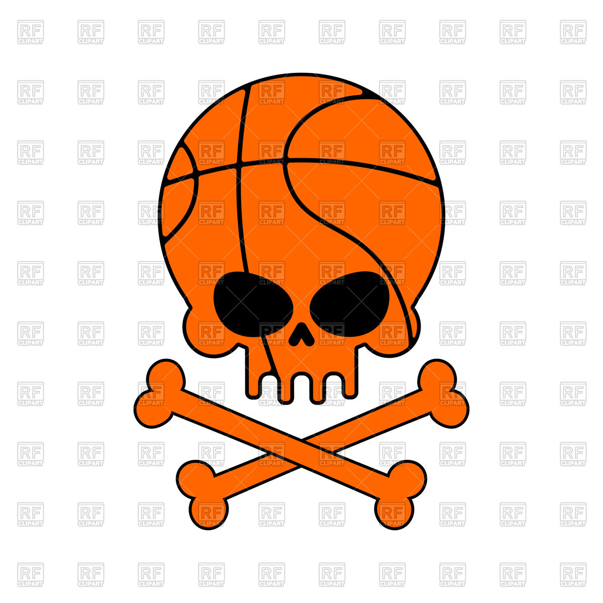 1200x1200 Skull Basketball. Ball Is Head Of Skeleton. Royalty Free Vector