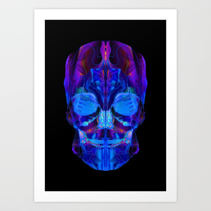 700x700 Neon Skull Art Print By Martbiemans Society6