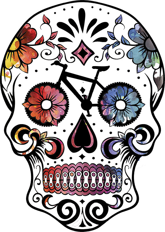 569x800 Sugar Skull Bikes Watercolor Stickers By Southprints Redbubble