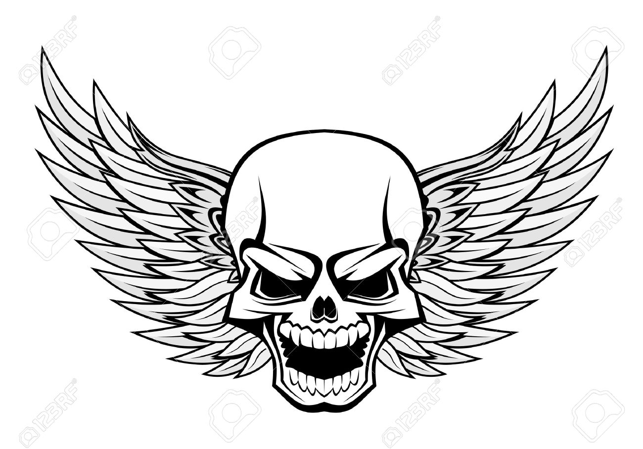 1300x908 Drawn Skull Wing
