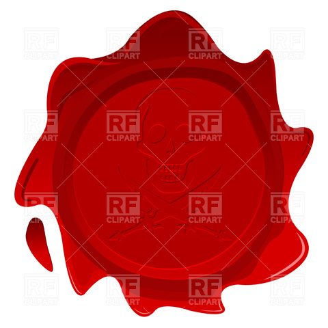 480x480 Wax Seal With Swords And Skull Royalty Free Vector Clip Art Image