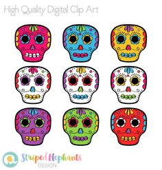 236x247 Day Of The Dead Sugar Skulls Clip Art Pack (300 Dpi) Digital