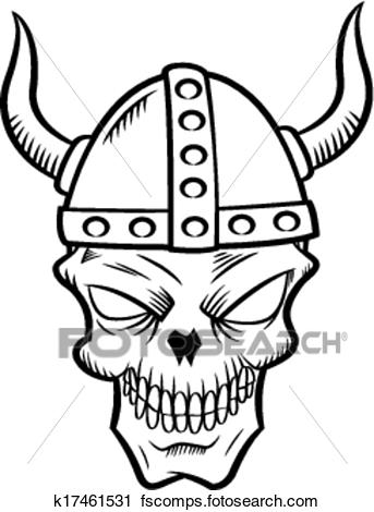 343x470 Clipart Of Skull With Viking Helmet K17461531