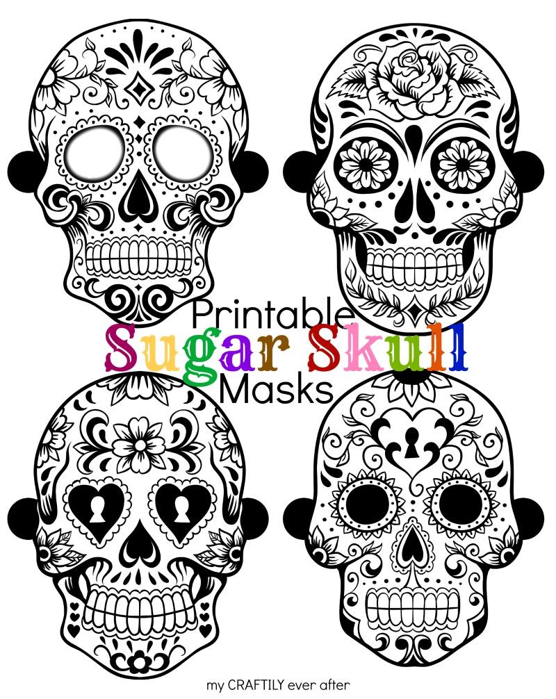 800x1006 Halloween Printable Sugar Skull Masks Skull Mask, Sugar Skulls