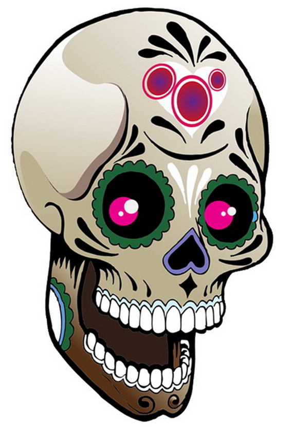 570x845 Sugar Skull Tattoos For Halloween Day Of The Dead