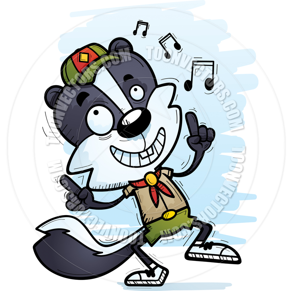 940x940 Cartoon Male Skunk Scout Dancing By Cory Thoman Toon Vectors Eps