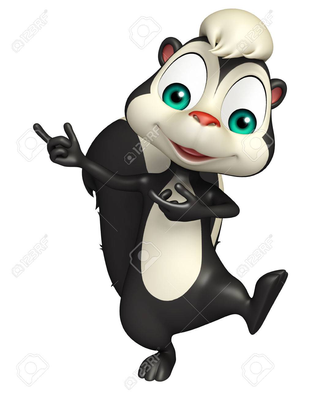1068x1300 3d Rendered Illustration Of Pointing Skunk Cartoon Character Stock