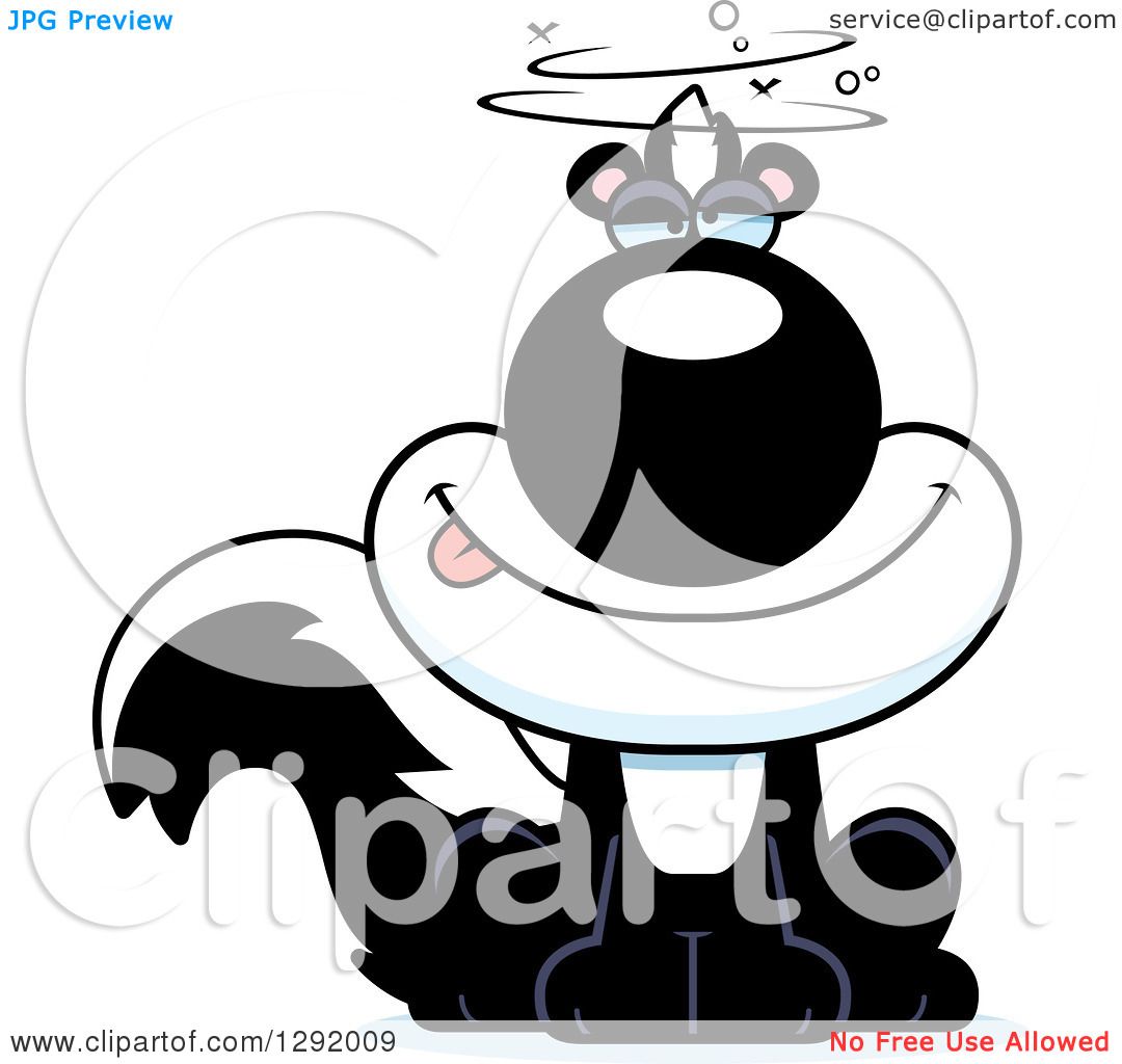 1080x1024 Clipart Of A Cartoon Drunk Or Dizzy Sitting Skunk