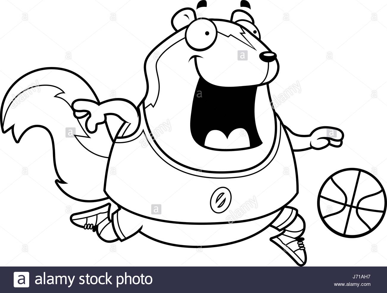1300x984 A Cartoon Illustration Of A Skunk Playing Basketball Stock Vector