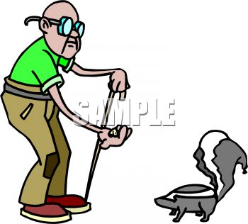 350x316 Old Blind Man Feeding A Skunk By Mistake