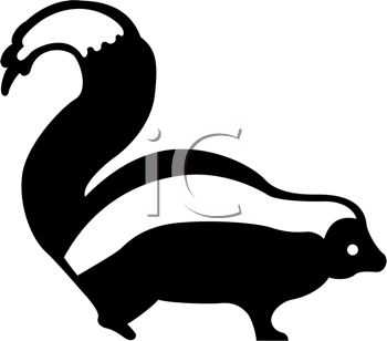 350x308 Picture Of A Skunk With His Tail Up In The Air In A Vector Clip