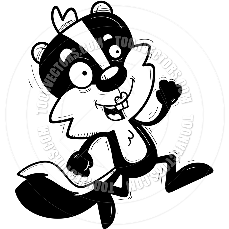 940x940 Cartoon Female Skunk Running (Black Amp White Line Art) By Cory