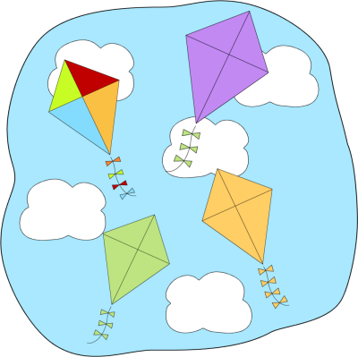 400x399 Kites Flying Clip Art