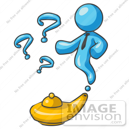 450x450 Clip Art Graphic Of A Sky Blue Guy Character Emerging From A Genie