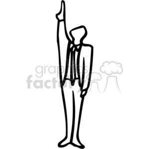 300x300 Royalty Free Black And White Man Standing Pointing Up