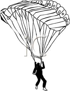 231x300 Black And White Cartoon Of A Paraglider Sailing Through The Sky