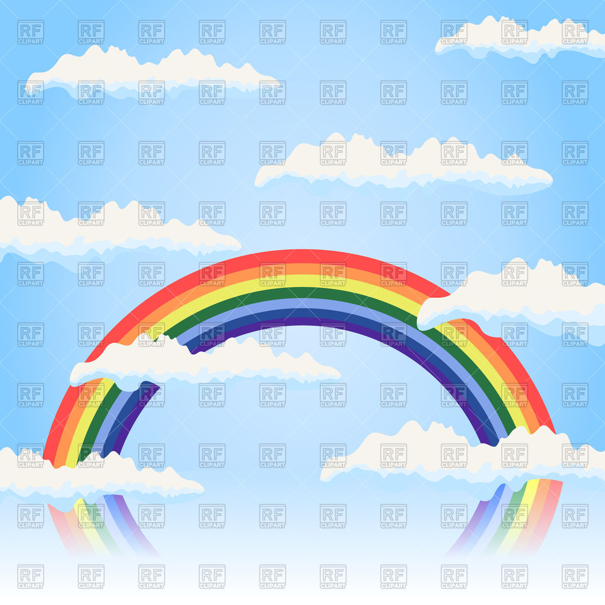 1200x1200 Rainbow In The Blue Sky Royalty Free Vector Clip Art Image