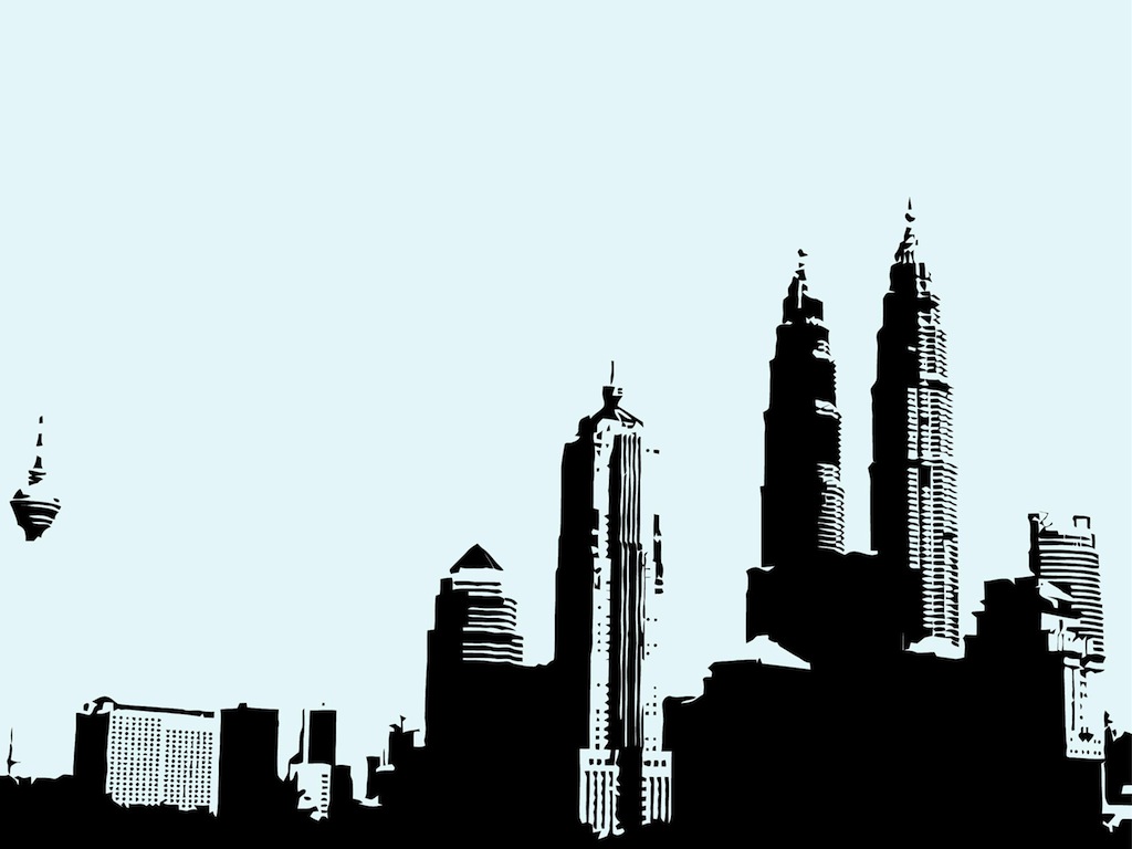 1024x768 Free City Skyline Clipart