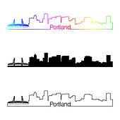 170x170 Clipart Of Portland Oregon Skyline Text Outline Black And White