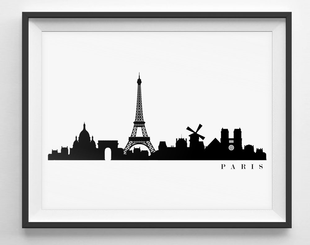 1000x790 Paris Skyline Black And White Silhouette