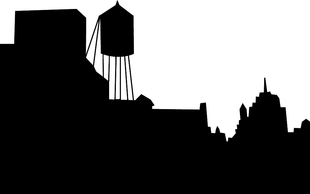 1000x626 Skyline Silhouette With Water Tower Clipart Silhouette