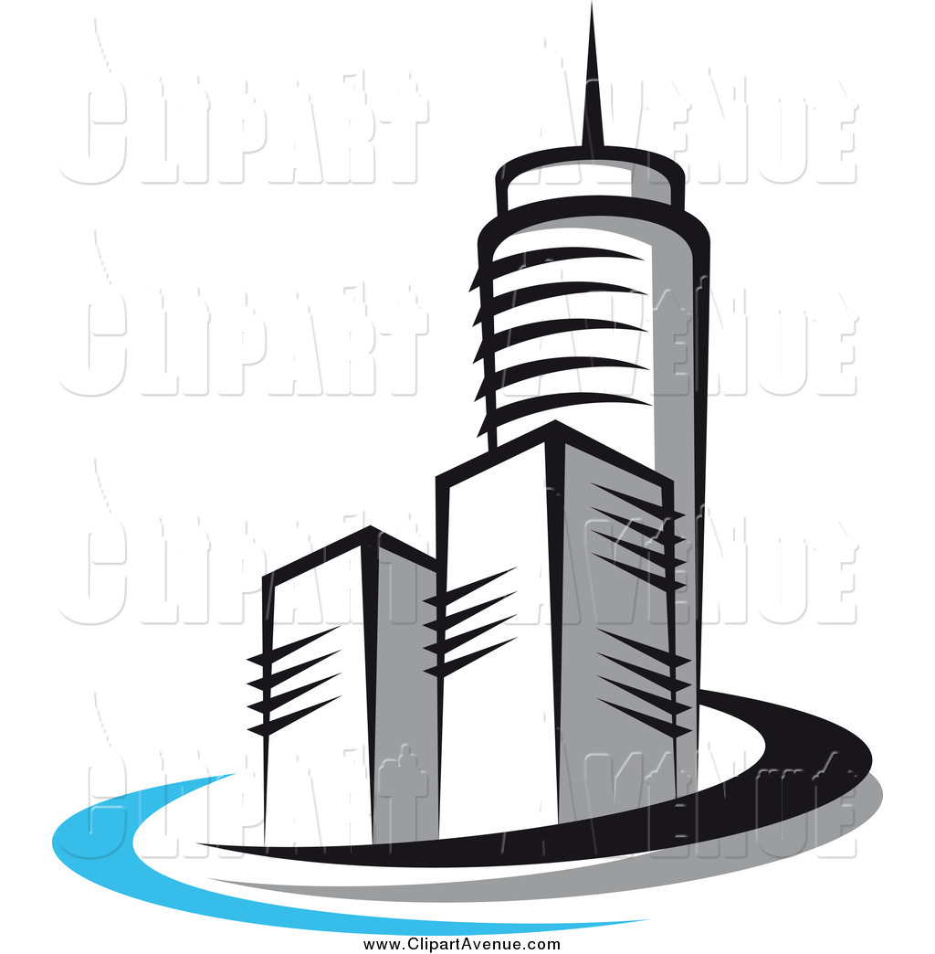 1024x1044 Avenue Clipart Of A Skyscraper Buildings And Black, Gray And Blue