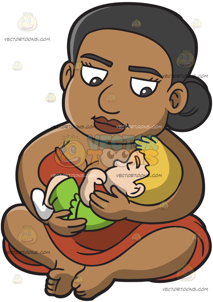 723x1024 A Female Polynesian Slave Carrying A Caucasian Toddler Cartoon