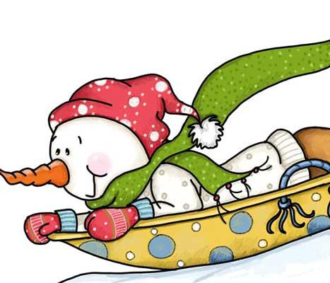 467x400 Saucer Sledding Snowman
