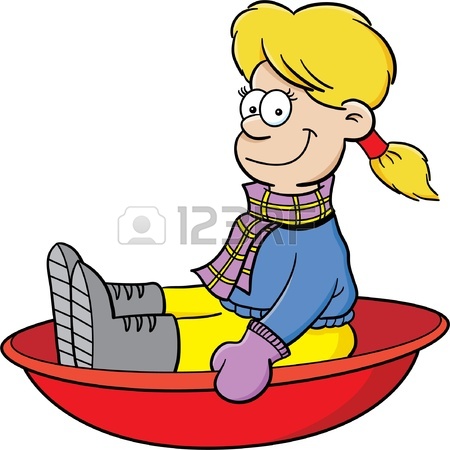 450x450 Cartoon Illustration Of A Girl On A Sled Royalty Free Cliparts