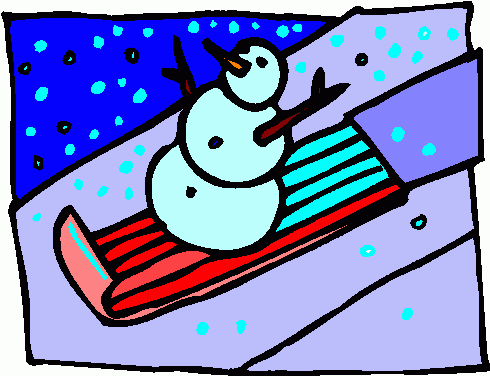 490x376 Snowman On Sled Clipart