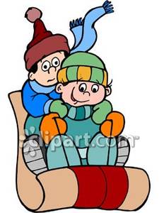 225x300 Children Sitting In A Snow Sled Royalty Free Clipart Picture