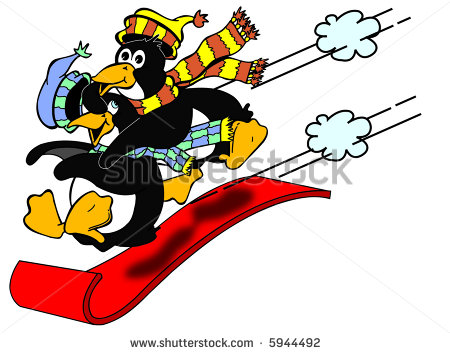 450x353 Penguins Sledding Clipart
