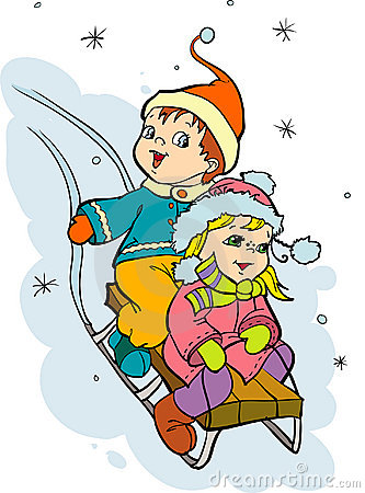 333x450 Children Sledding Clipart