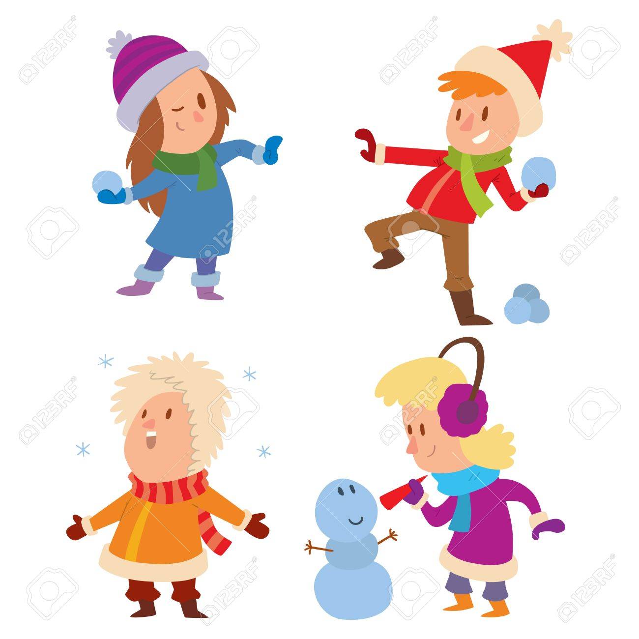 1300x1300 Christmas Kids Playing Winter Games. Skating, Skiing, Sledding