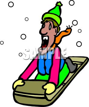 294x350 Sledding Down A Hill Clipart