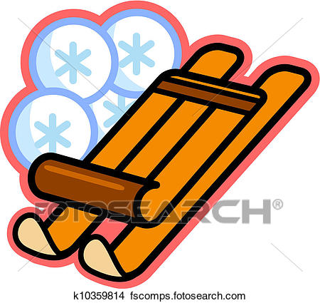 450x425 Drawings Of Illustration Of A Wooden Sled And Snowflakes K10359814
