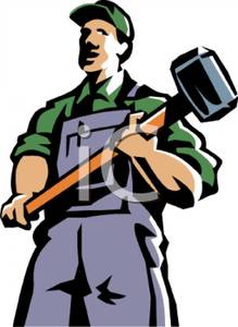 219x300 Farmer With A Large Sledge Hammer