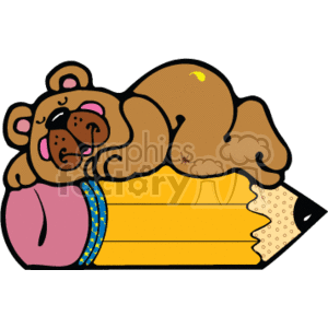 300x300 Royalty Free Bear Sleeping On A Big Yellow Pencil 130132 Vector