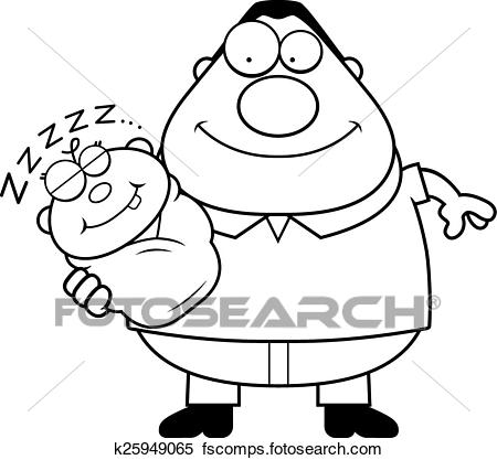 450x417 Clipart Of Cartoon Dad With Sleeping Baby K25949065