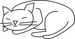 257x135 Cat Sleeping White Clip Art, Vector Cat Sleeping White