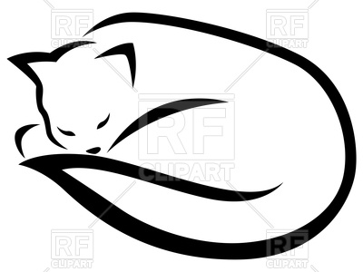 400x300 Outline Of Sleeping Black Cat Royalty Free Vector Clip Art Image