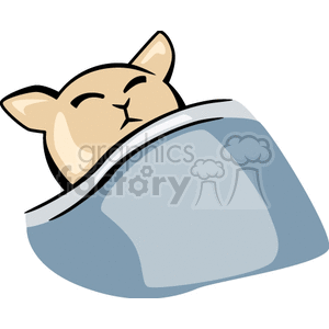 300x300 Royalty Free Cat Sleeping Under A Blanket 131085 Vector Clip Art