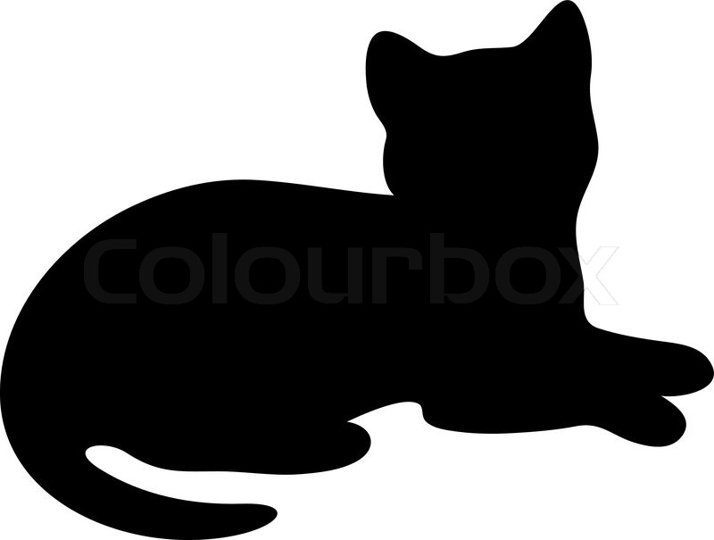 800x605 Cat Lying On The Floor In Black Silhouette Stock Vector Colourbox