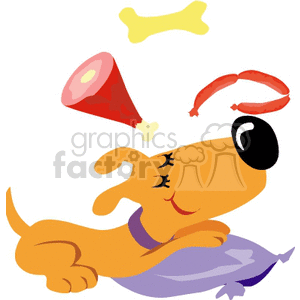 300x300 Royalty Free Dog Sleeping Dreaming About Food 131921 Vector Clip