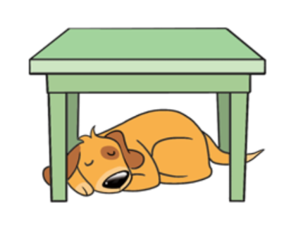 Premium Vector Preposition Wordcard With Dog Under Table