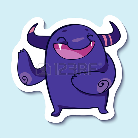 450x450 Vector Emotion Sticker With Cute Sleeping Monster On Blue