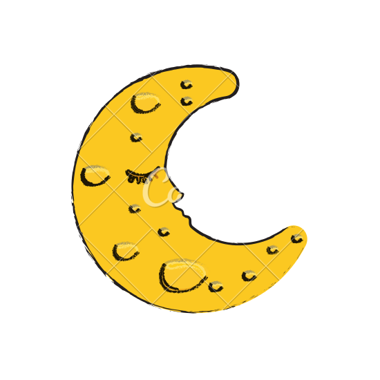550x550 Sleeping Moon Cartoon